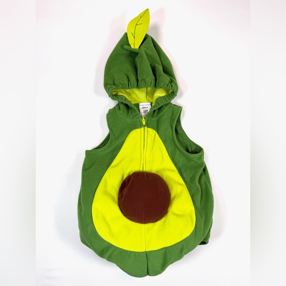 CARTER'S Unisex Baby Avocado Fleece‎ Zip Up Halloween Costume Outfit Size 12M